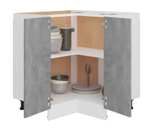 vidaXL virtuves stūra skapītis, betona pelēks, 75,5x75,5x80,5 cm