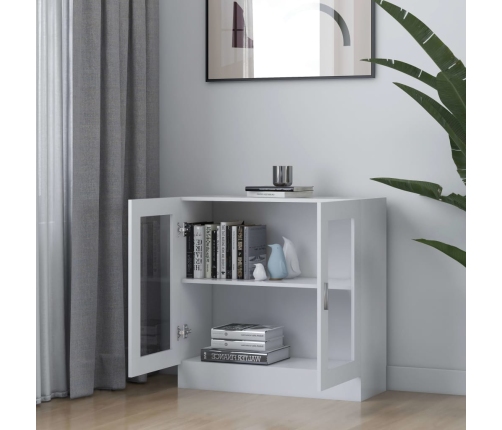 vidaXL vitrīna, balta, 82,5x30,5x80 cm, inženierijas koks