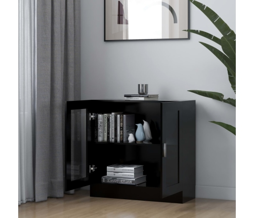 vidaXL vitrīna, melna, 82,5x30,5x80 cm, inženierijas koks