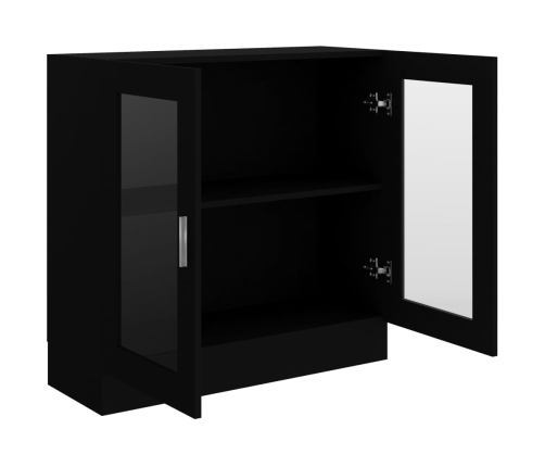 vidaXL vitrīna, melna, 82,5x30,5x80 cm, inženierijas koks