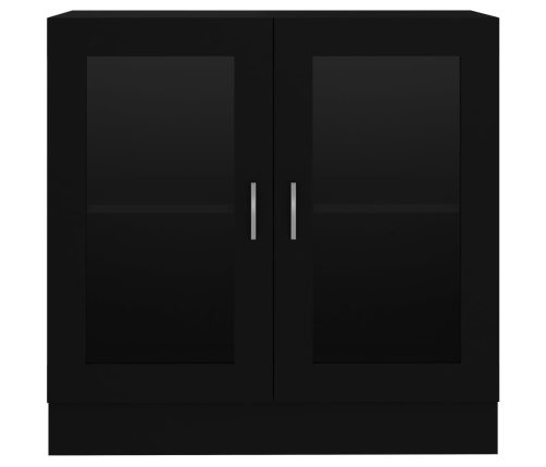 vidaXL vitrīna, melna, 82,5x30,5x80 cm, inženierijas koks