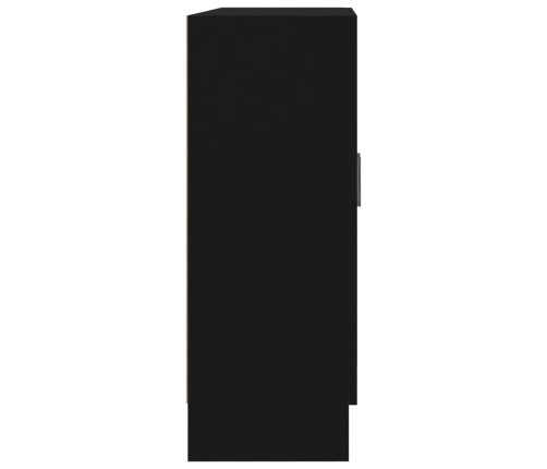 vidaXL vitrīna, melna, 82,5x30,5x80 cm, inženierijas koks