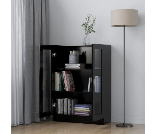 vidaXL vitrīna, melna, 82,5x30,5x115 cm, inženierijas koks