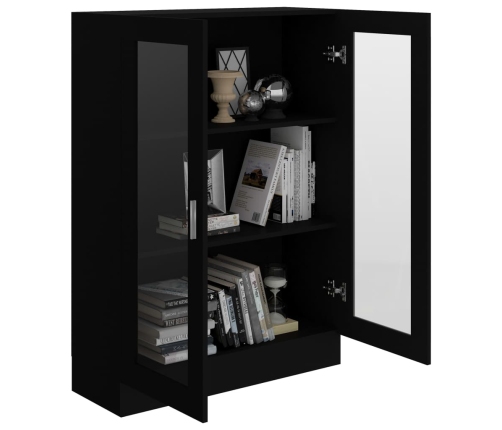 vidaXL vitrīna, melna, 82,5x30,5x115 cm, inženierijas koks