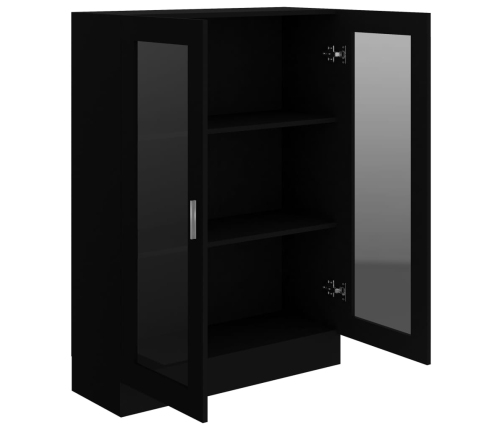 vidaXL vitrīna, melna, 82,5x30,5x115 cm, inženierijas koks