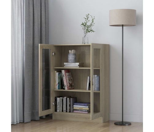 vidaXL vitrīna, ozolkoka krāsā, 82,5x30,5x115 cm, inženierijas koks