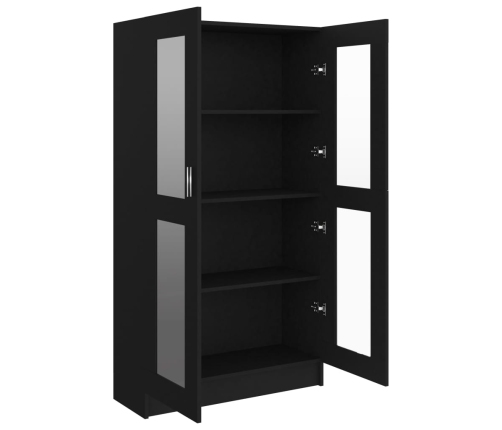 vidaXL vitrīna, melna, 82,5x30,5x150 cm, inženierijas koks