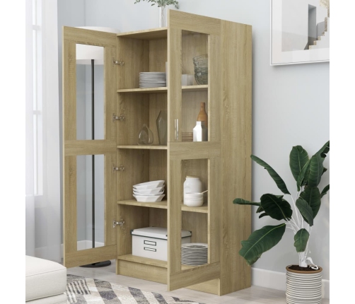 vidaXL vitrīna, ozolkoka krāsā, 82,5x30,5x150 cm, inženierijas koks