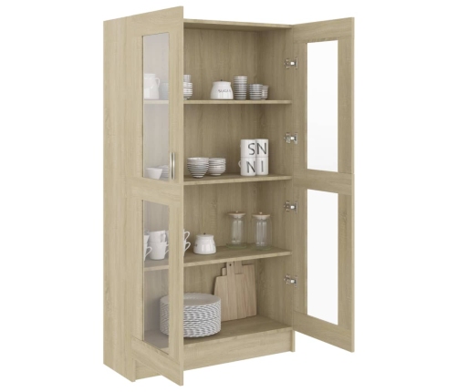 vidaXL vitrīna, ozolkoka krāsā, 82,5x30,5x150 cm, inženierijas koks