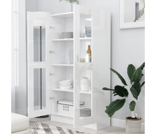 vidaXL vitrīna, spīdīgi balta, 82,5x30,5x150 cm, inženierijas koks