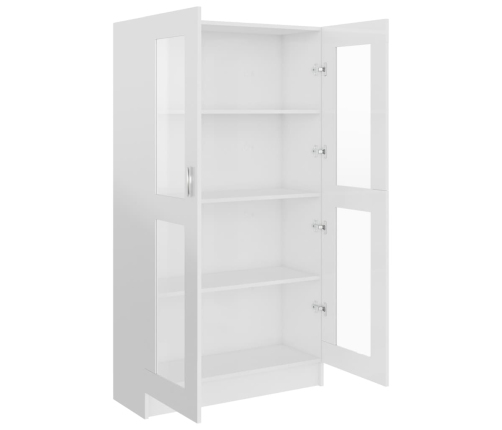 vidaXL vitrīna, spīdīgi balta, 82,5x30,5x150 cm, inženierijas koks