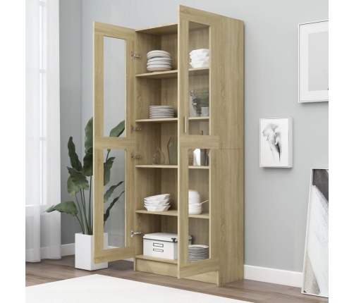 vidaXL vitrīna, ozolkoka krāsā, 82,5x30,5x185,5 cm, inženierijas koks