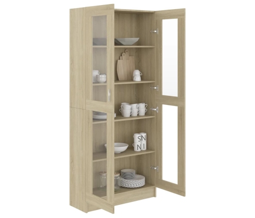 vidaXL vitrīna, ozolkoka krāsā, 82,5x30,5x185,5 cm, inženierijas koks