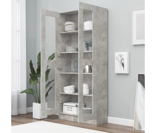 vidaXL vitrīna, betona pelēka, 82,5x30,5x185,5 cm, inženierijas koks