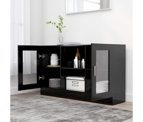 vidaXL vitrīna, melna, 120x30,5x70 cm, inženierijas koks