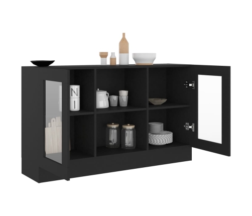 vidaXL vitrīna, melna, 120x30,5x70 cm, inženierijas koks