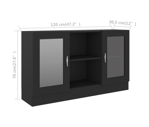 vidaXL vitrīna, melna, 120x30,5x70 cm, inženierijas koks
