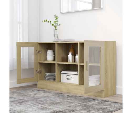 vidaXL vitrīna, ozolkoka krāsā, 120x30,5x70 cm, inženierijas koks