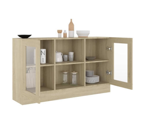 vidaXL vitrīna, ozolkoka krāsā, 120x30,5x70 cm, inženierijas koks