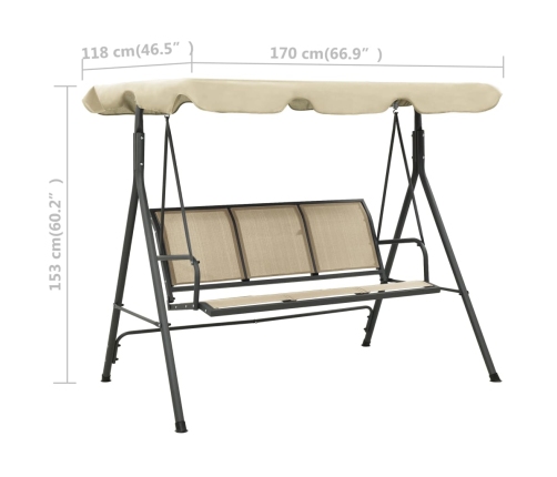 vidaXL dārza šūpuļdīvāns ar jumtiņu, antracītpelēkā un smilšu krāsā