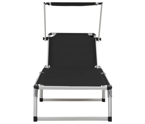 vidaXL sauļošanās zviļņi ar jumtiņu, 2 gab., alumīnijs, tekstilēns