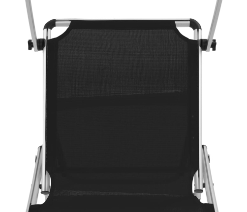 vidaXL sauļošanās zviļņi ar jumtiņu, 2 gab., alumīnijs, tekstilēns