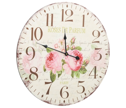 vidaXL vintāžas sienas pulkstenis, ziedi, 60 cm
