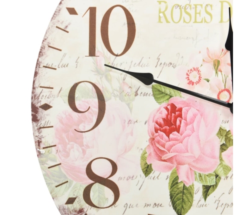 vidaXL vintāžas sienas pulkstenis, ziedi, 60 cm