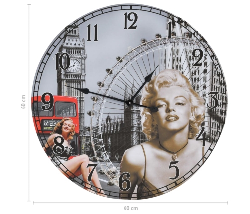 vidaXL vintāžas sienas pulkstenis, Merilina Monro, 60 cm