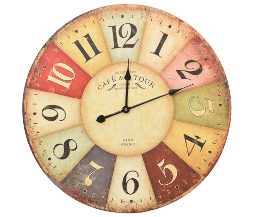 vidaXL vintāžas sienas pulkstenis, krāsains, 60 cm