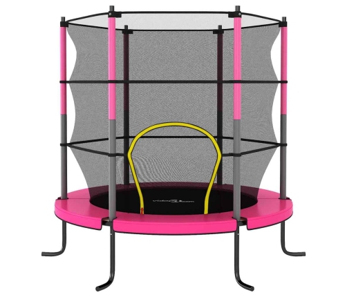 Batuts Ar Drošības Tīklu, Apaļš, 140X160 Cm, Rozā Vidaxl