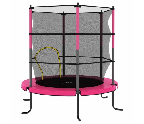 Batuts Ar Drošības Tīklu, Apaļš, 140X160 Cm, Rozā Vidaxl