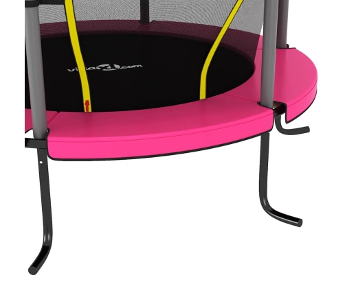 Batuts Ar Drošības Tīklu, Apaļš, 140X160 Cm, Rozā Vidaxl