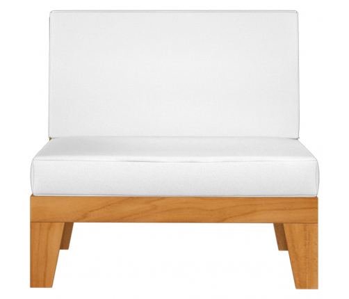 vidaXL vidējais dīvāns ar krēmbaltiem matračiem, akācijas masīvkoks