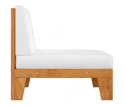 vidaXL vidējais dīvāns ar krēmbaltiem matračiem, akācijas masīvkoks