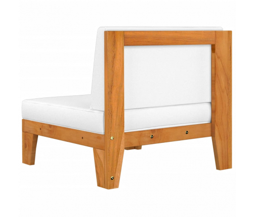 vidaXL vidējais dīvāns ar krēmbaltiem matračiem, akācijas masīvkoks