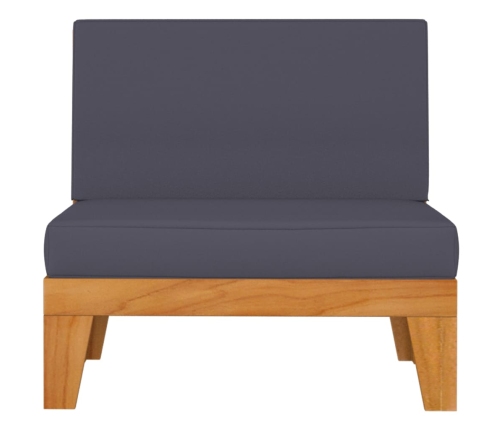 vidaXL vidējais dīvāns ar tumši pelēkiem matračiem, akācijas koks