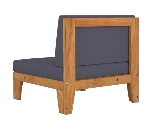 vidaXL vidējais dīvāns ar tumši pelēkiem matračiem, akācijas koks