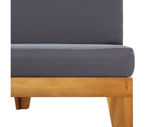 vidaXL vidējais dīvāns ar tumši pelēkiem matračiem, akācijas koks