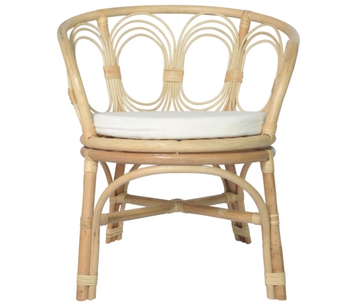 vidaXL virtuves krēsls ar matraci, dabīga rotangpalma un lins