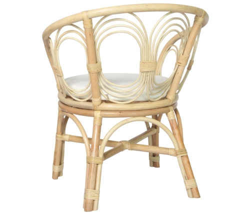 vidaXL virtuves krēsls ar matraci, dabīga rotangpalma un lins