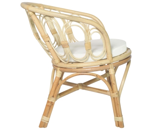 vidaXL virtuves krēsls ar matraci, dabīga rotangpalma un lins