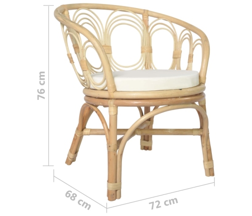 vidaXL virtuves krēsls ar matraci, dabīga rotangpalma un lins