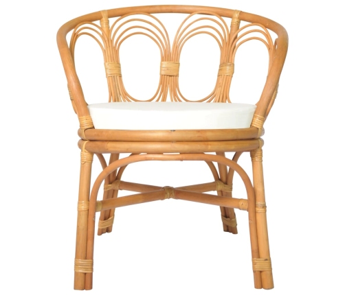 vidaXL virtuves krēsls ar matraci, brūna dabīgā rotangpalma, lins