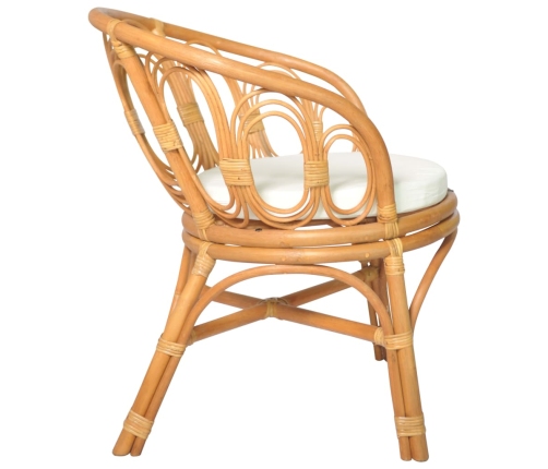 vidaXL virtuves krēsls ar matraci, brūna dabīgā rotangpalma, lins