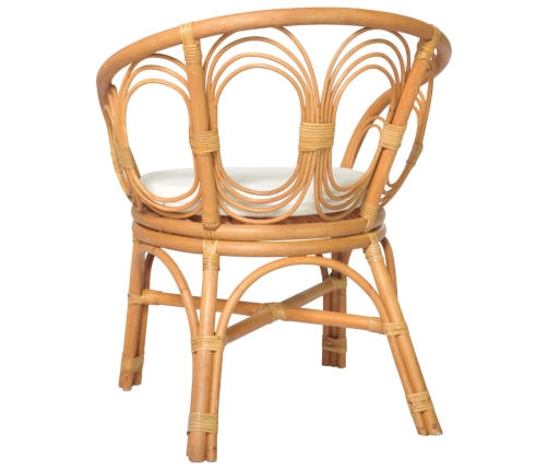 vidaXL virtuves krēsls ar matraci, brūna dabīgā rotangpalma, lins