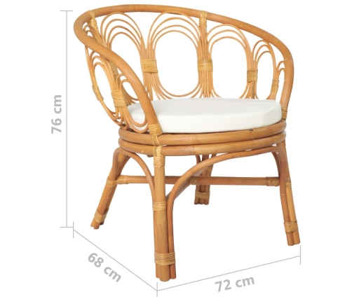 vidaXL virtuves krēsls ar matraci, brūna dabīgā rotangpalma, lins