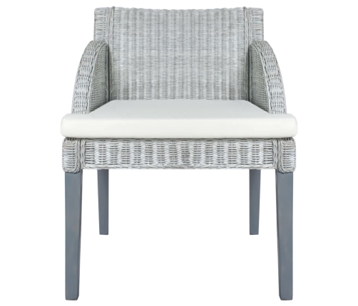 vidaXL virtuves krēsls ar spilvenu, dabīgā rotangpalma, pelēks