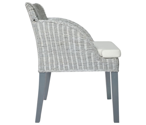 vidaXL virtuves krēsls ar spilvenu, dabīgā rotangpalma, pelēks