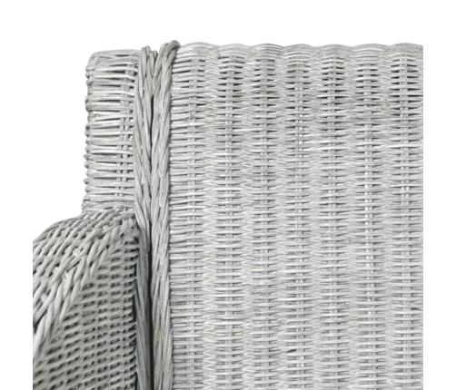 vidaXL virtuves krēsls ar spilvenu, dabīgā rotangpalma, pelēks